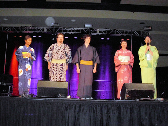 Five kimono wearers in perfect WA with each other.